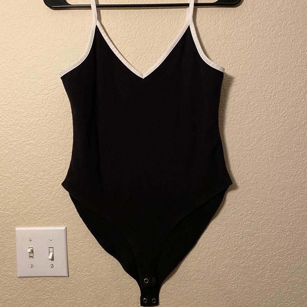Black with white trim bodysuit